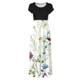 thumbnail image 4 of ICHUANYI Clearance Women's Floral Print Colorful Summer Dress Short Sleeve Dresses Beach Casual Maxi Sundress(White, XXL) ICHUANYI WER2023081116402, 4 of 5