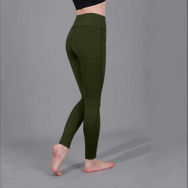 AKAFMK Fall Savings Buttery Soft Leggings for Women High Waisted Tummy  Control No See-through Workout Yoga Pants Army Green 