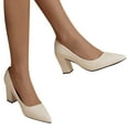 thumbnail image 5 of Gubotare Pumps Shoes Women Comfortable Closed Toe Wedges for Women, Heels for Women Comfortable High Heel Wedges Work Pumps Shoes for Dressy Spring Fall (Beige,7.5), 5 of 6