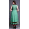 thumbnail image 4 of Bimba Kurti Longue Indienne en Damas Vert Aigue-Marine pour Femmes, Tenue de Fête, Imprimée, Sans Manches, Robe Anarkali, X-Small, 4 of 6