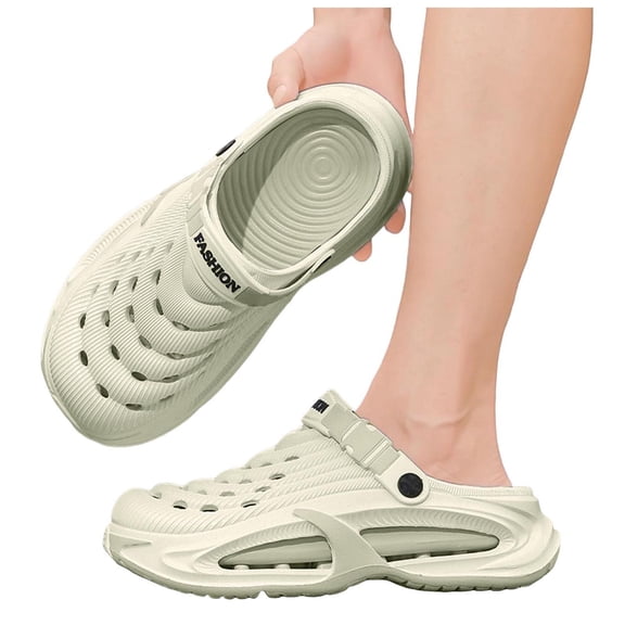 Rokment Womens Mens Air Cushioned Clogs Garden Shoes Comfortable Arch Support Orthopedic Walking Athletic Water Sandals with Back Straps Beige Size 5.5