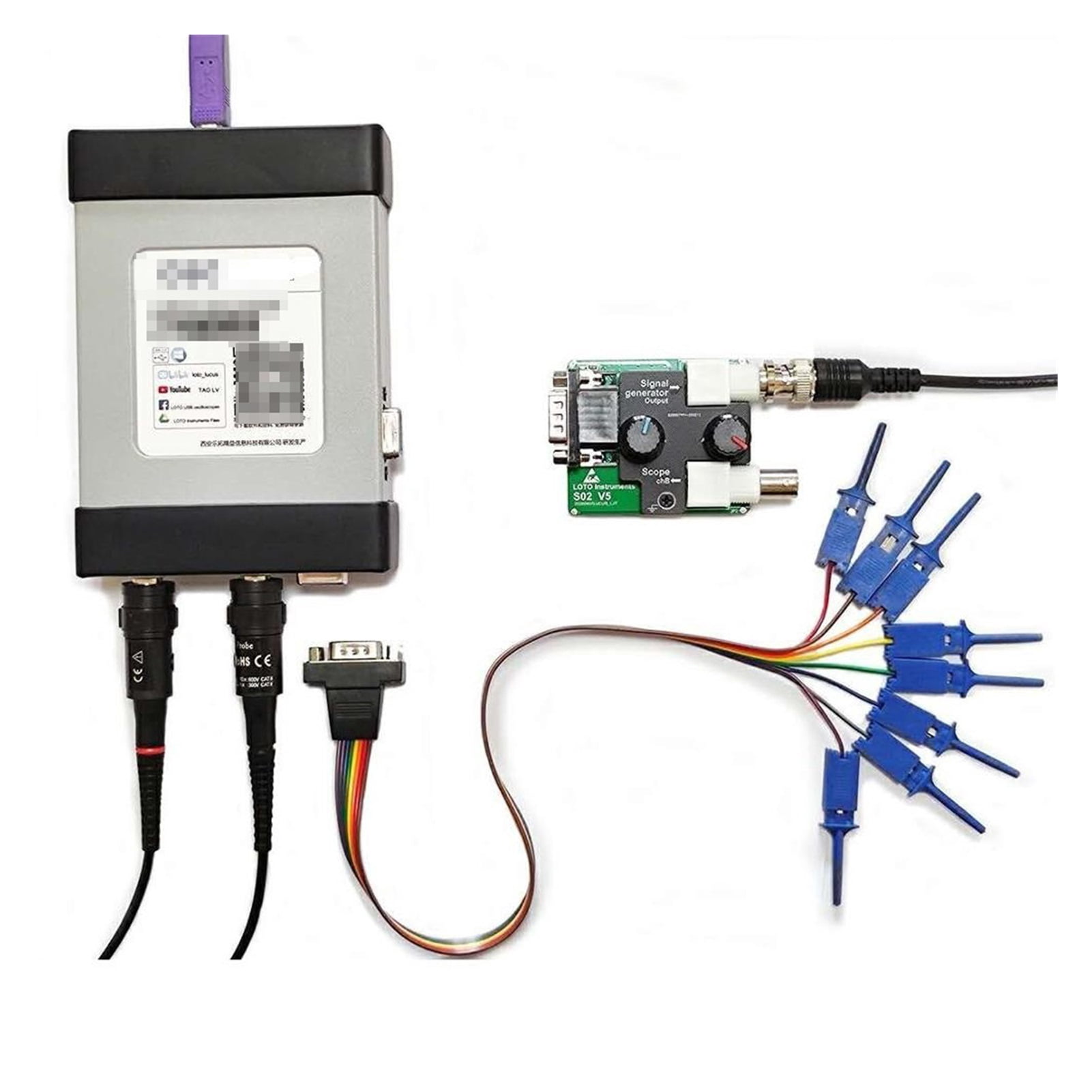 LOTO USB/PC Oscilloscope OSCA02 Series, 100MS/s, BW 35MHz, 2-Channel/Scope+Signal Generator+Logic Analyzer/8~13 Bit Resolution