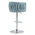 thumbnail image 4 of IVV Modern Swivel Bar Stools Set of 2, Height-Adjustable Fabric Upholstered Stools with Woven Back, Kitchen Island Counter Chair with Chrome Base, Blue, 4 of 8