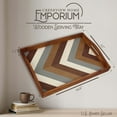 thumbnail image 2 of Wood Serving Tray Rectangular - Rustic Brown Multicolored Chevron Design Fir Wood Serving Decorative Coffee Table Tray with Handles Size 16.6 x 12 x 1.5 Inch, 2 of 2