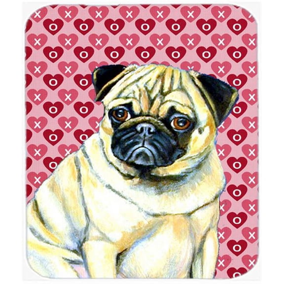 Pug Hearts Love And Valentines Day Portrait Mouse Pad, Hot Pad or Trivet