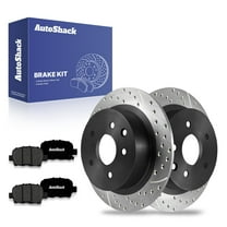 AutoShack 11.47" (291.4 mm) Rear Solid Drilled & Slotted Brake Rotors E-Coated   Premium Ceramic Brake Pads | Replacement for 2007-2009 Nissan Altima | 6-PC Brake Kit | ShadowGuard