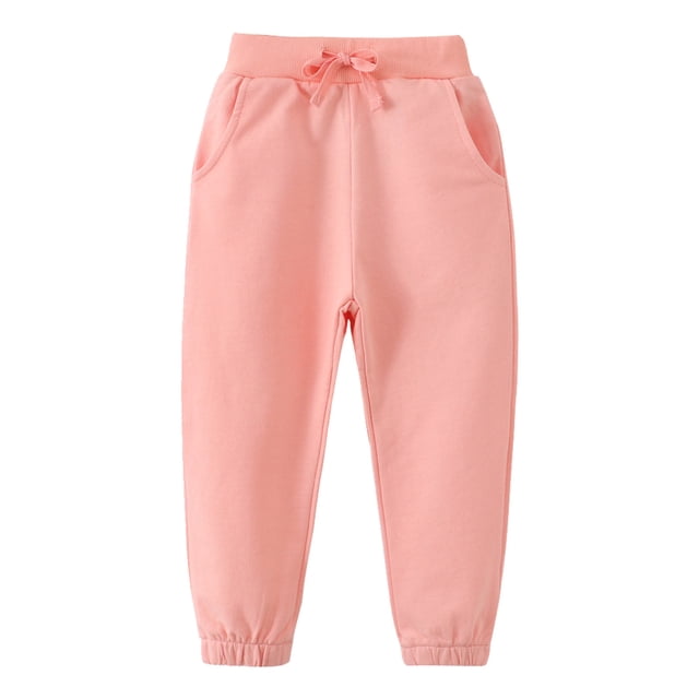 TZEWGL 3 Multi Packs Set Autumn Solid Elastic Waist Sweat Pants For Children Straight Bottoms Trousers For Girl size 6-7T