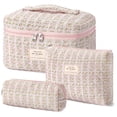thumbnail image 1 of Bolsa de maquillaje HBSelect acolchada de algodón para viajes, 3 unidades, para mujeres y niñas, 1 of 7
