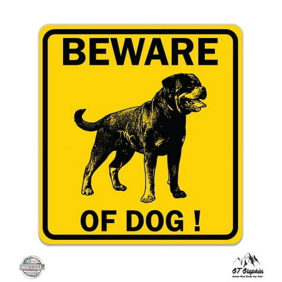 Beware of Dog Rottweiler - 3" Vinyl Sticker - For Car Laptop I-Pad Phone Helmet Hard Hat - Waterproof Decal