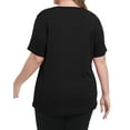 thumbnail image 2 of Gocolloa Womens Plus Size Button Up V Neck Tops Short Sleeve Ribbed T Shirts Summer Loose Dressy Tunic Black 3X, 2 of 7