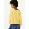 thumbnail image 3 of Scoop Women's Waffle Knit Slouch Top with Long Sleeves, 3 of 6