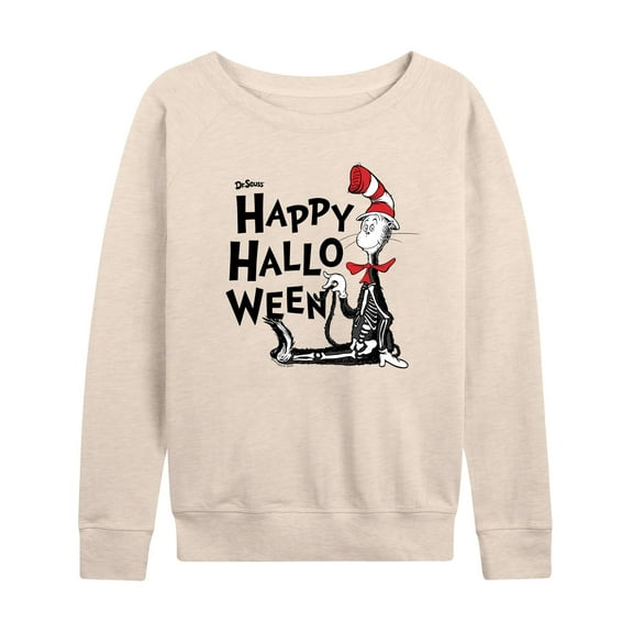Dr. Seuss - Happy Halloween Skeleton Cat - Women's Lightweight French Terry Long Sleeve Shirt