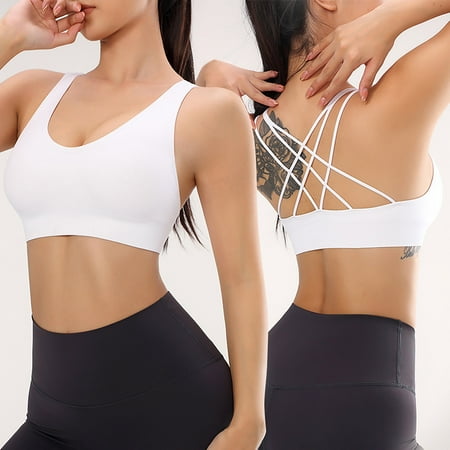 

Aufmer Clearance Sports Bra Crisscross Back Sports Underwear Fall Yoga Wear Running Back Training Shock-Proof Vest Breasted Bra