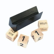 Durable Desktop Calendar Blocks Month Date Week Blocks Wooden Perpetual Calendar Tabletop Calendar for Living Room ,Home ,Kitchen, Cafe Decor Black