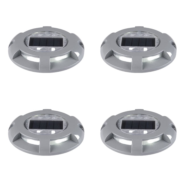 Luces LED solares para terraza, de aluminio, resistentes, impermeables, de color blanco cálido, paquete de 4