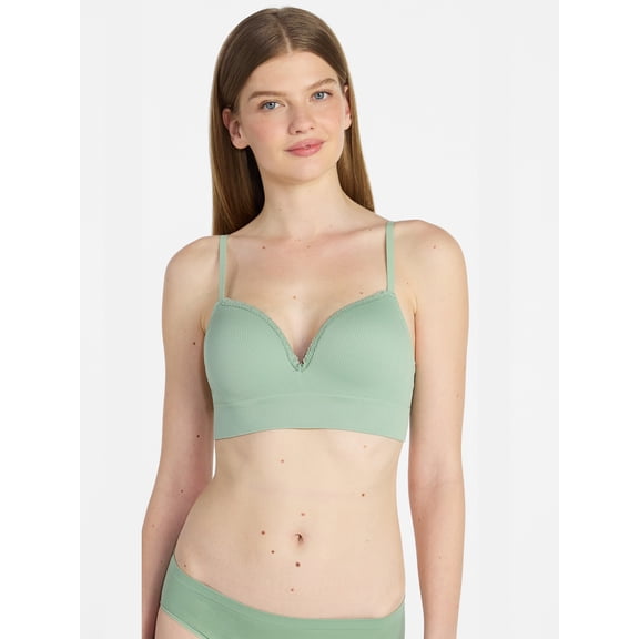 No Boundaries Seamless Wirefree Bra with Lace, Sizes XS-XXXL