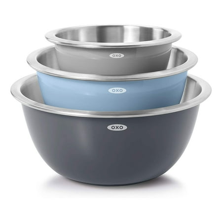 UPC 719812000640 product image for OXO Good Grips 3 Piece Stainless Steel Kitchen Mixing Bowl Sets  Gray/Blue | upcitemdb.com