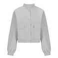 thumbnail image 4 of ClodeEU Womens Cropped Jackets, Zip Up Button Jackets with Pockets ,Casual Trendy Outwear Gray,Womens Plus L, 4 of 6