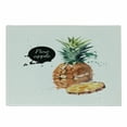 thumbnail image 1 of Fruit Cutting Board, Pineapple Design Tropical Aquerelle Hawaii Foliage with Color Splashes, Decorative Tempered Glass Cutting and Serving Board, Small Size, Brown Reseda Green Black, by Ambesonne, 1 of 1