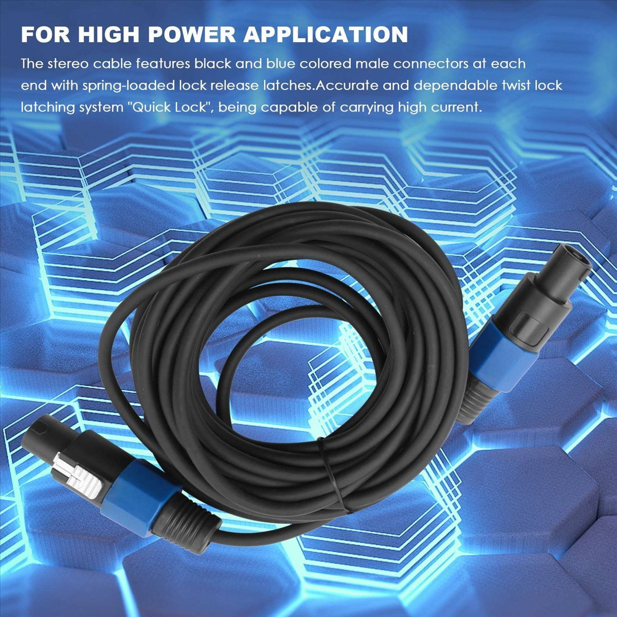 2 Pack 25 Ft Male Speakon to Cables, Professional 12 Gauge AWG Audio Cord DJ Speaker Cable Wire with Twist Lock