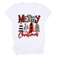 thumbnail image 2 of jsaierl Merry Christmas Shirts for Women Xmas Buffalo Plaid Tree Shirt Top Short Sleeve Casual Graphic Print T Shirt, 2 of 7