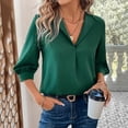 thumbnail image 4 of Summer Akafmk 3/4 Sleeve Shirts for Women,Summer Womens Chiffon Top,Spring Summer V-Neck Fashion T-Shirt Solid Color Casual for Women, 4 of 5