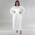 thumbnail image 2 of AURA Plus Size Long Sleeve Pleated Maxi Dress Women Round Neck Elegant Fall Winter Dress, 2 of 6