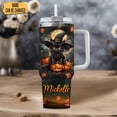 thumbnail image 2 of Personalized Halloween Tumbler - Halloween Ghost Gift For Her Women - Spooky Pumpkin Tumbler - Bat Tumbler - Birthday Halloween - Custom Name Travel Coffee Cup 40oz With Lid And Straw, 2 of 5