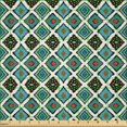 thumbnail image 2 of Ambesonne Bohemian Art Fabric by the Yard Microfiber, Tribal Ethnic Aztec, 5 Yards, Ivory Teal Dark Coral, 2 of 2