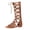 Brown, variant on Womens Gladiator Sandals Flat Knee High Boots Fashion Cross Strappy Lace up Back Zipper Open Toe Summer Outdoor Casual Shoes Black Size 6.5