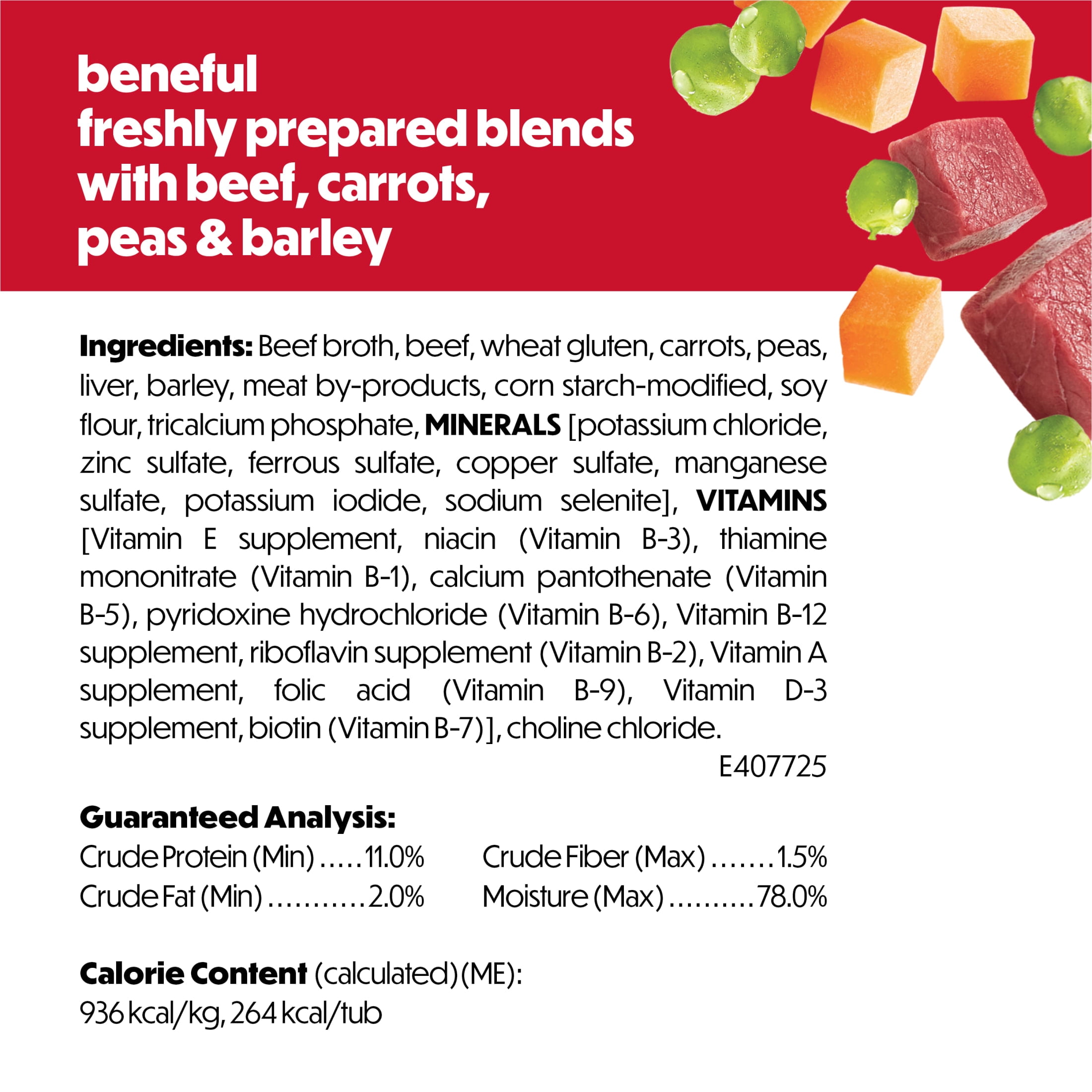 (4 pack) Purina Beneful Freshly Prepared Blends Wet Dog Food with Beef, Carrots, Peas, and Barley, 10 oz Tub