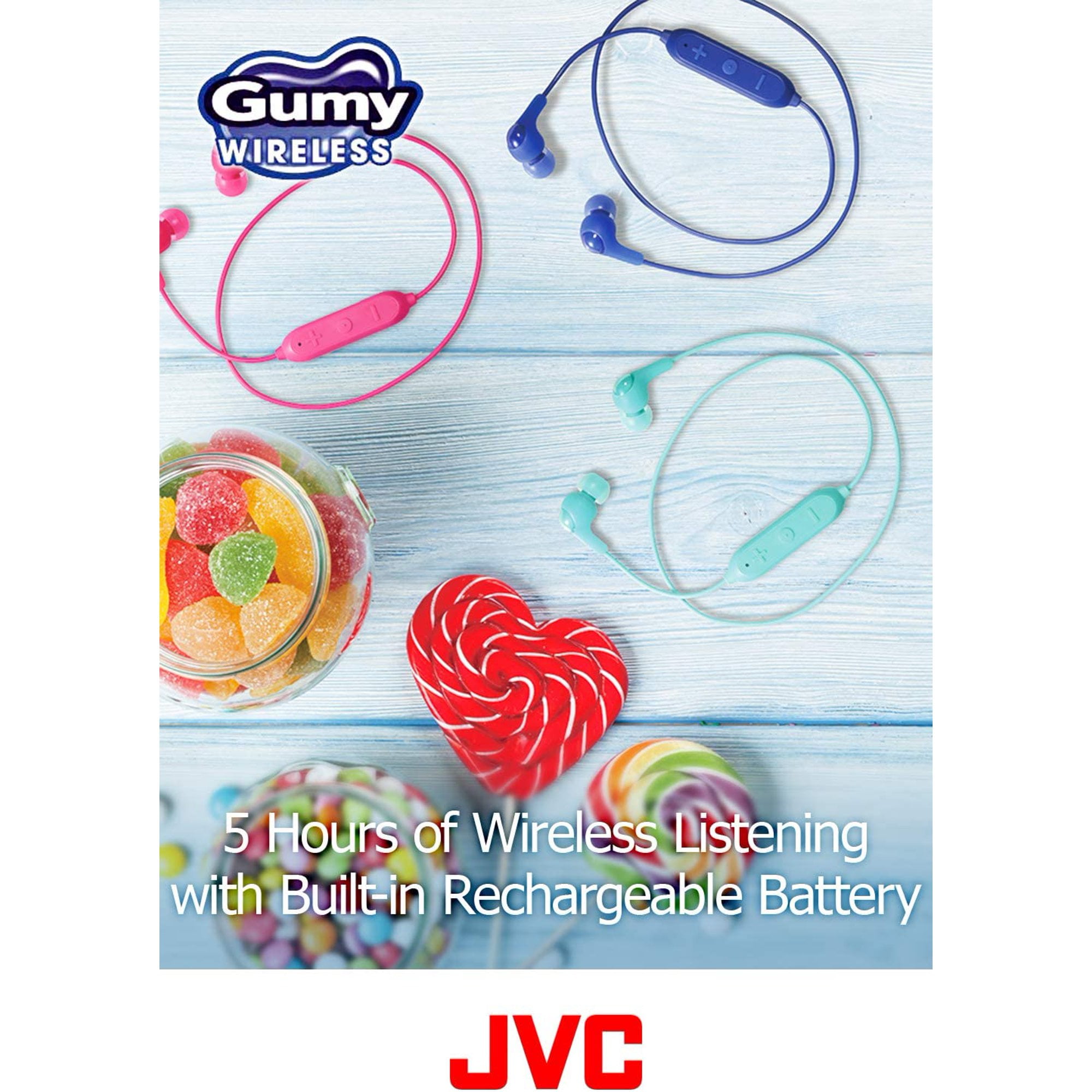 JVC Soft Wireless Earbud with Stayfit Tips, Remote and Mic and Bluetooth White (HA-FX9BTW) (Pack of 2)