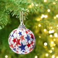 thumbnail image 4 of 12 piezas de adornos colgantes de bolas para el Día de la Independencia, bolas envueltas en tela patriótica para árbol de Navidad de fiesta B, 4 of 5