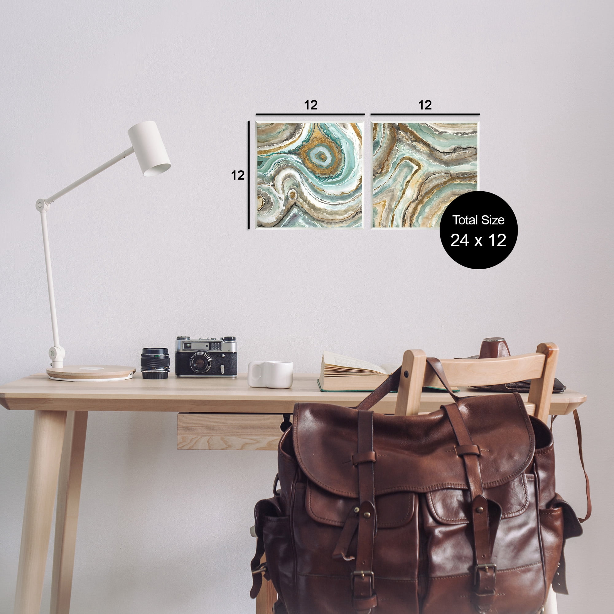 Stupell Industries Swirling Agate Pattern Abstract Painting Unframed Art Print Wall Art, 12 x 12, Set of 2