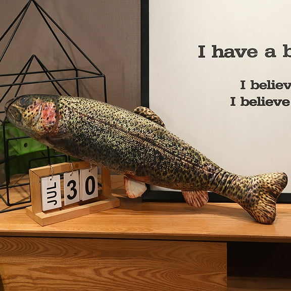PPgejGEK Realistic Fish Plush Trout Species Stuffed Animal Pillow Toy Aquarium Decor 15.7 Inch