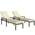 thumbnail image 1 of Outsunny Chaises Longues d'Extérieur, Ensemble de 2 Chaises Longues de Patio en Osier, 1 of 10