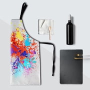 Rainbow Apron Adjustable Neck Artist Aprons with Pockets Waterproof Colorful Apron Art Smock Oil Paint Apron for Adults