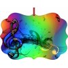 Colorful Clef Music Design - - TM Benelux-Shaped Double-Sided Aluminum Hanging Holiday Tree Ornament Made in the U.S.A.