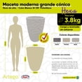 thumbnail image 2 of Maceta moderna para exteriores cónica grande 76 cm de alto color blanco White off HEXA de Polietileno ultra ligera Artego Japi Hecho en Brasil, 2 of 7