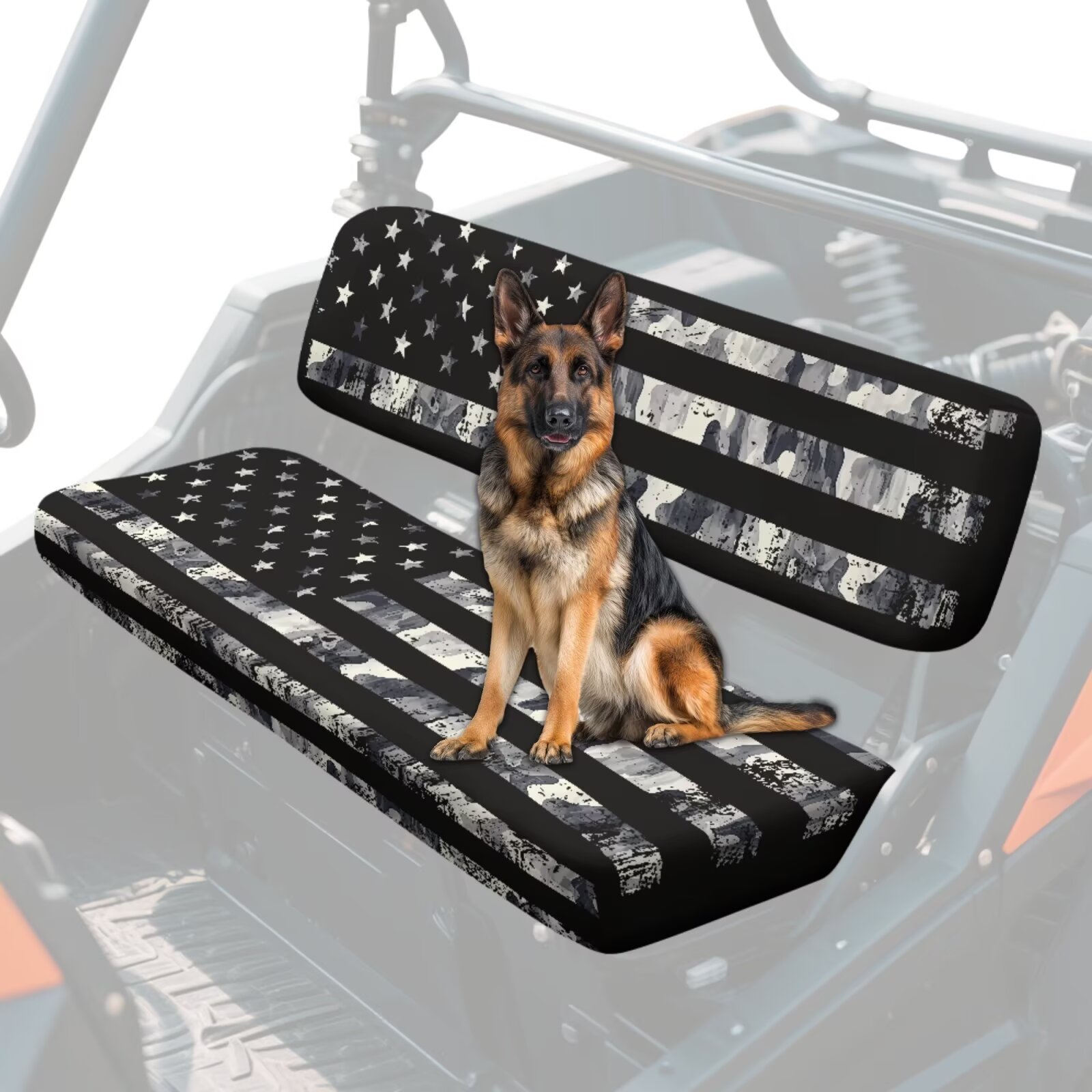 Uorisanigo UTV Seat Cover Set Suitable for Mule 3000 3010 3020 4000 4010 2001-2024 Camo American Flag Seats Cover Protection for Mule Seat Accessories Parts, Replacement Padded Protector
