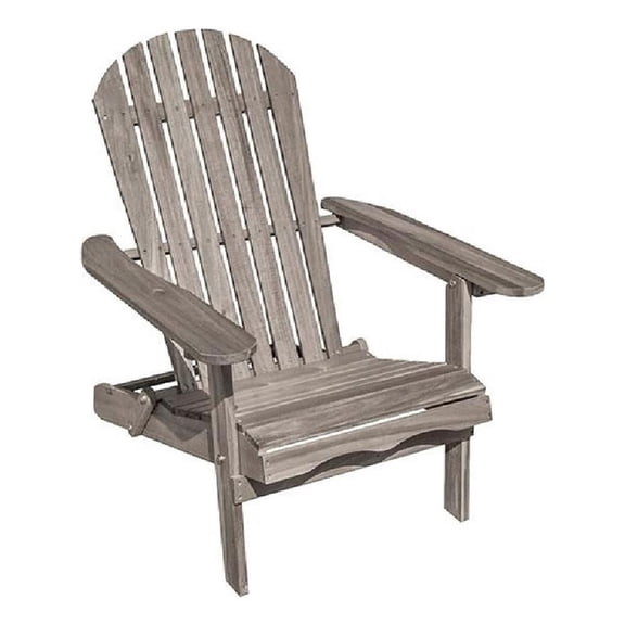 Geli Outdoor Adirondack Chair-Slatted Back-Gray Eucalyptus Wood