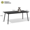 thumbnail image 3 of Crestlive Products 70" Patio Outdoor Dining Table for 6, Sturdy Aluminum Frame Wood-Grain Top with Umbrella Hole, Black, 3 of 9