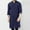 Navy, variant on Mens Arabic Longline Casual T-Shirts Henleys Kaftan Thobe Banded Collar Plain Gown Shirt Long Sleeve (S-5XL Available in Big & Tall)