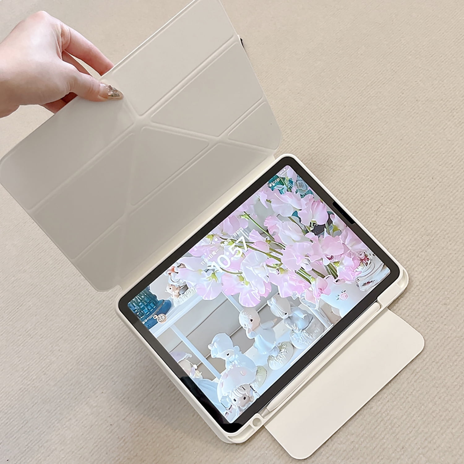 Allytechgroup Apple iPad A16 11th 10th Gen Case with Pencil Holder, Slim Magnetic Stand Cover, Auto Sleep/Wake, Trifold Protective Shell Case for Apple iPad 11th Gen 11"/ iPad 10th Gen 10.9",White