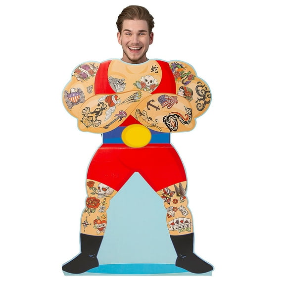 32" x 45" Carnival Muscle Man Cardboard Cutout Photo Booth Stand-In-Stand-Up
