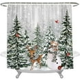 thumbnail image 2 of Jbralid Merry Christmas Snowman Reindeer Trees Shower Curtain Xmas Farmhouse Bathroom Decor with Hooks 72 x 72 inches, 2 of 6