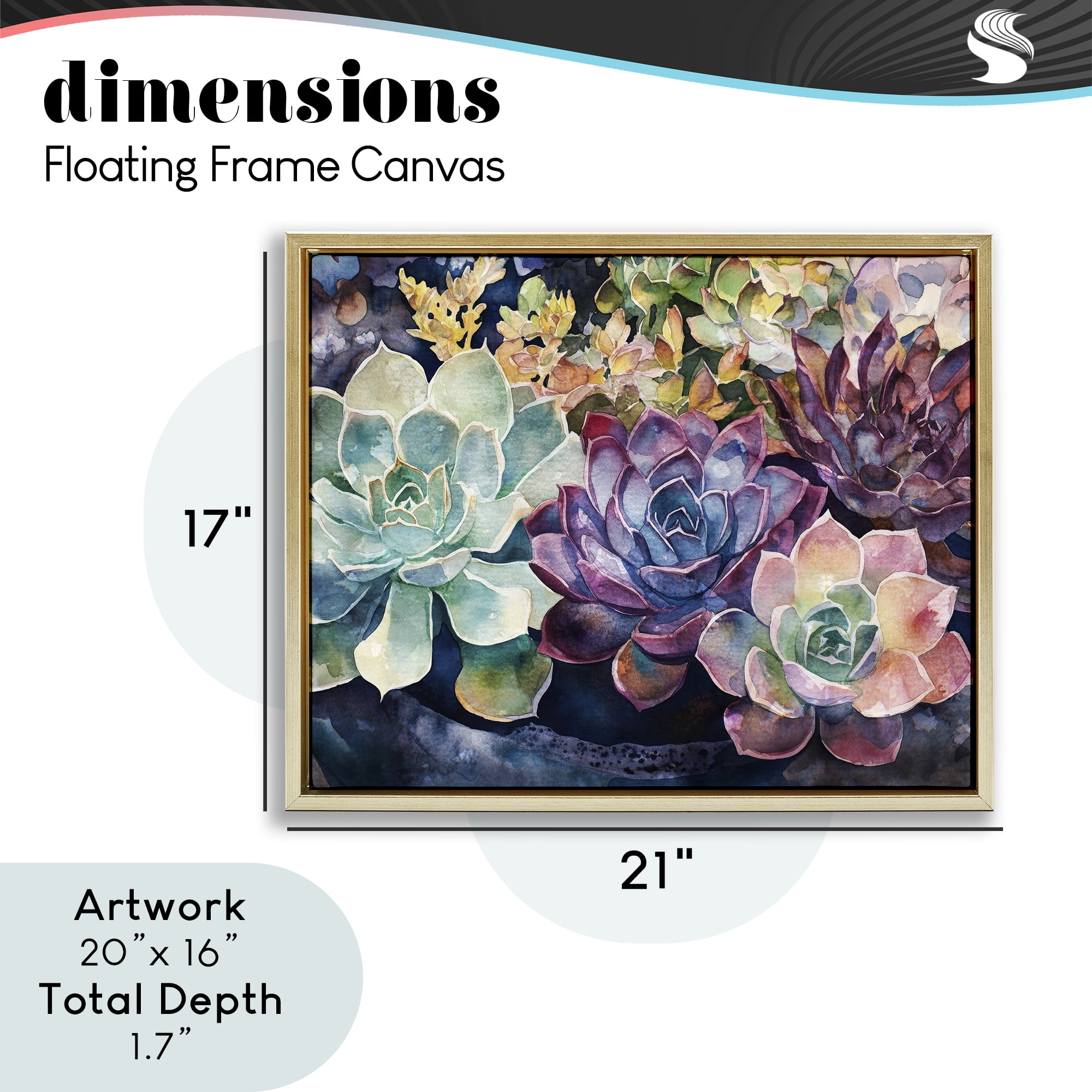 Stupell Industries Tutti Succulents Collection Gold Framed Floater Canvas Wall Art, design by Svetlana Aleynikova
