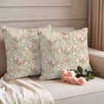 thumbnail image 3 of Pack of 2 Outdoor Pillow Covers 24x24 Inch Waterproof Pink Flowers Throw Pillow Covers,Decorative Couch Pillow Shams Protectors Green Country Botanical Floral Leaves Patio Pillowcases Cushion Covers, 3 of 8