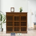 thumbnail image 3 of 5 Tier Shoe Storage Cabinet, 25 Pairs Freestanding Bamboo Entrance Shoes Console with Doors Shoes Boots Storage Shelves Organizer for Entryway Living Room Brown, 3 of 8