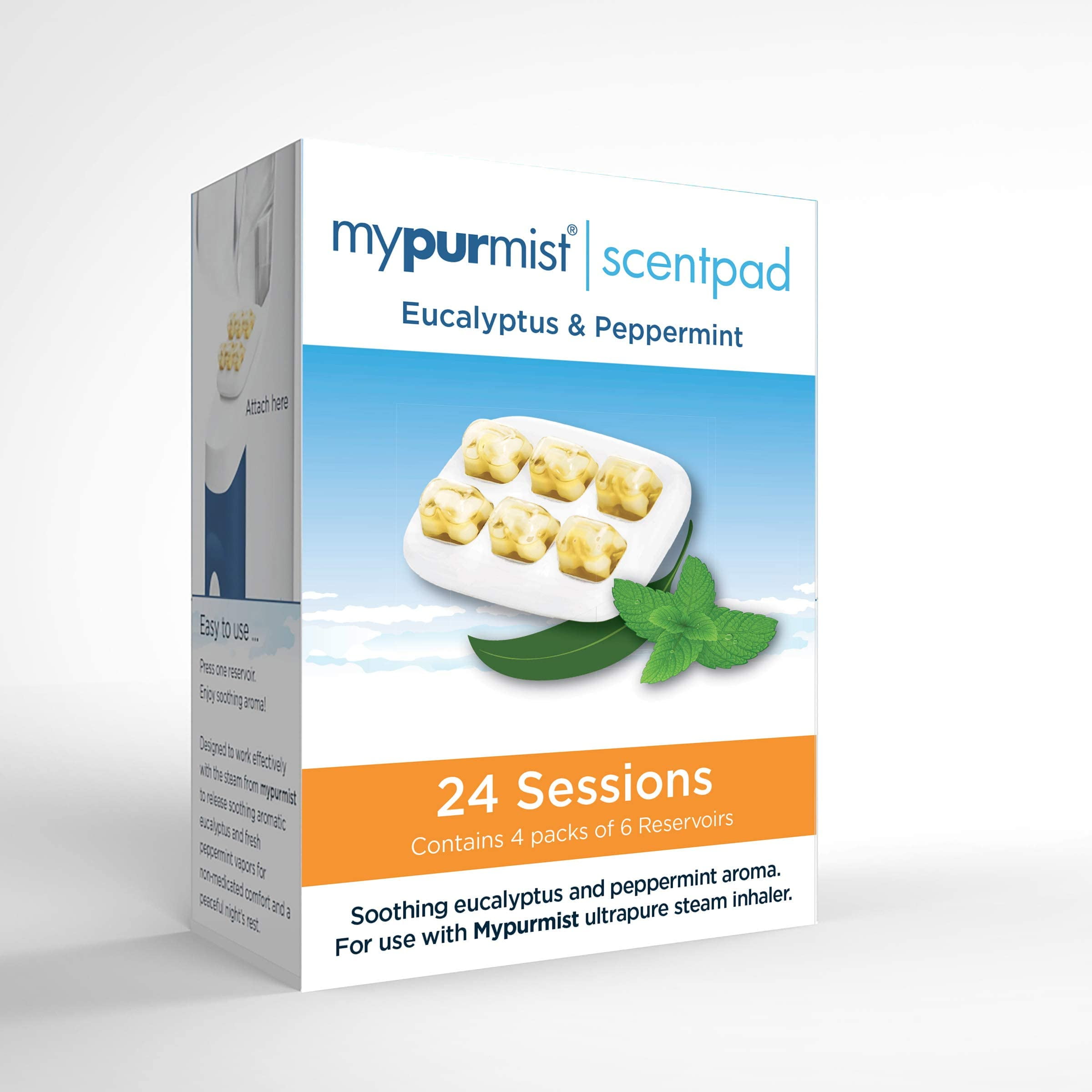 Mypurmist ScentPad Eucalyptus and Peppermint for Mypurmist Ultrapure Handheld Vaporizer and Humidifier Devices, 24 reservoirs